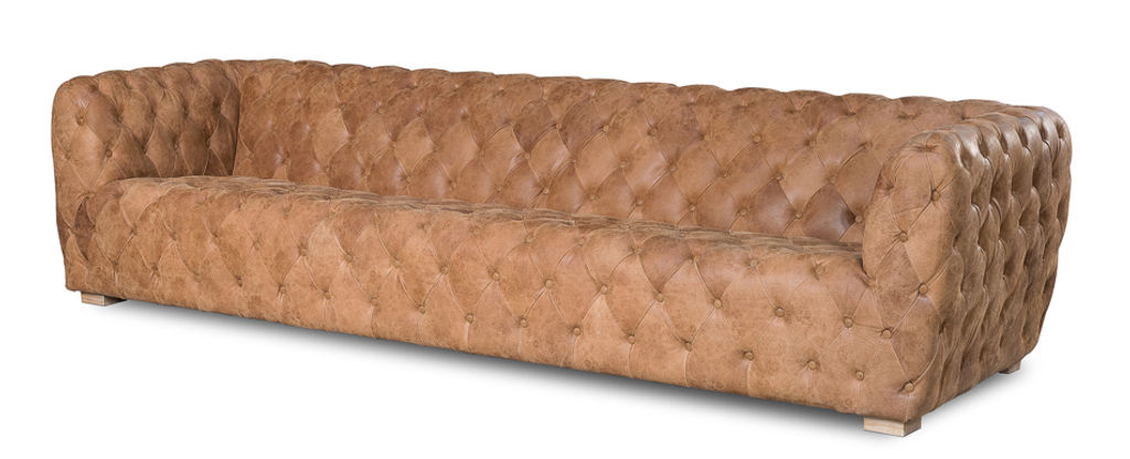 Preview image for Tufted Leather Sofa Tan 112"