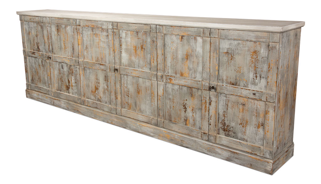 Luciana Wood Drs Buffet 112" Grey Stucco