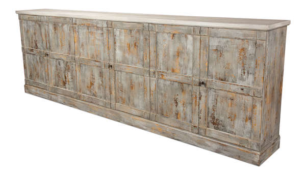 Luciana Wood Drs Buffet 112" Grey Stucco