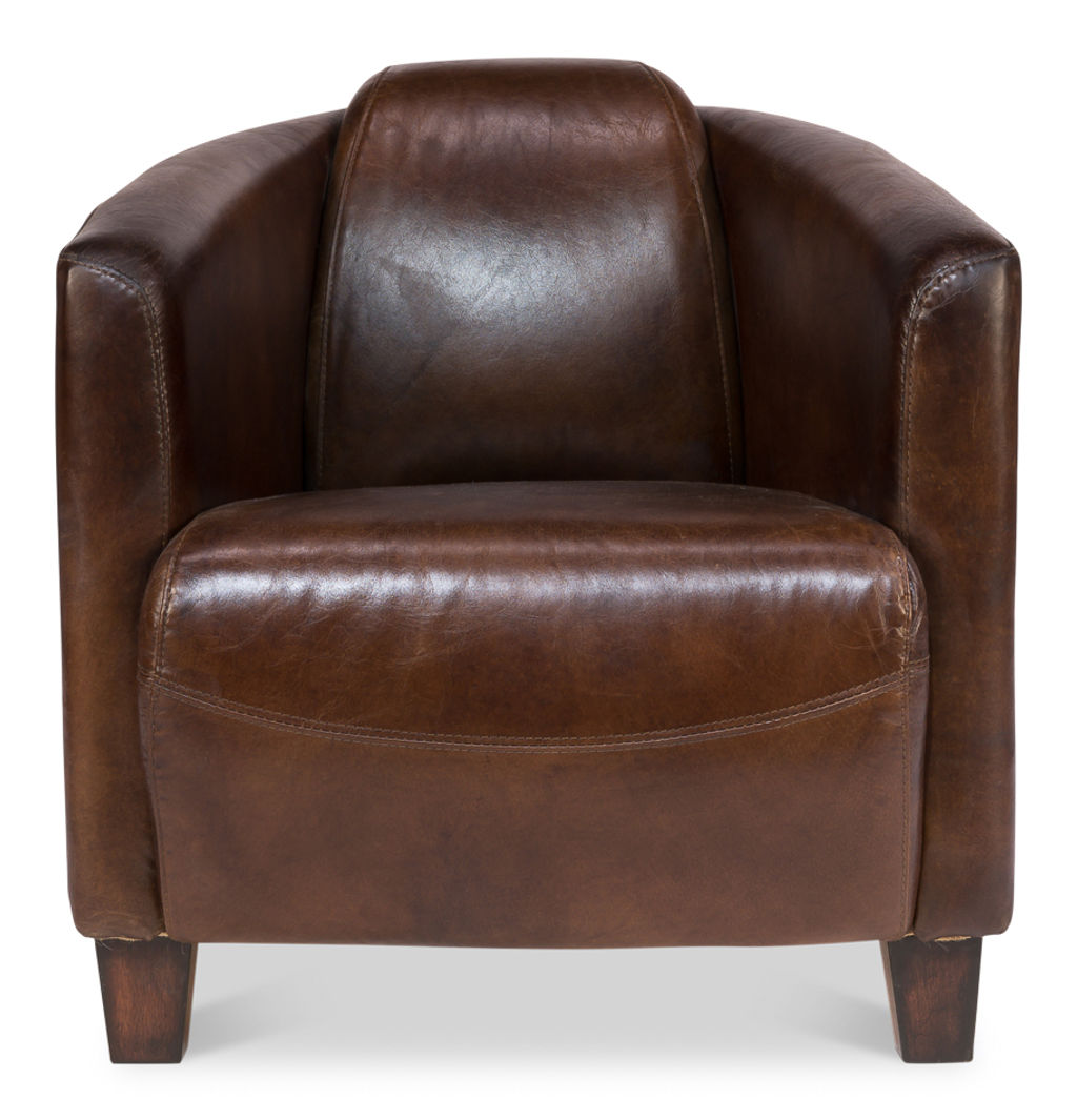 Sarreid Mandy Leather Arm Chair
