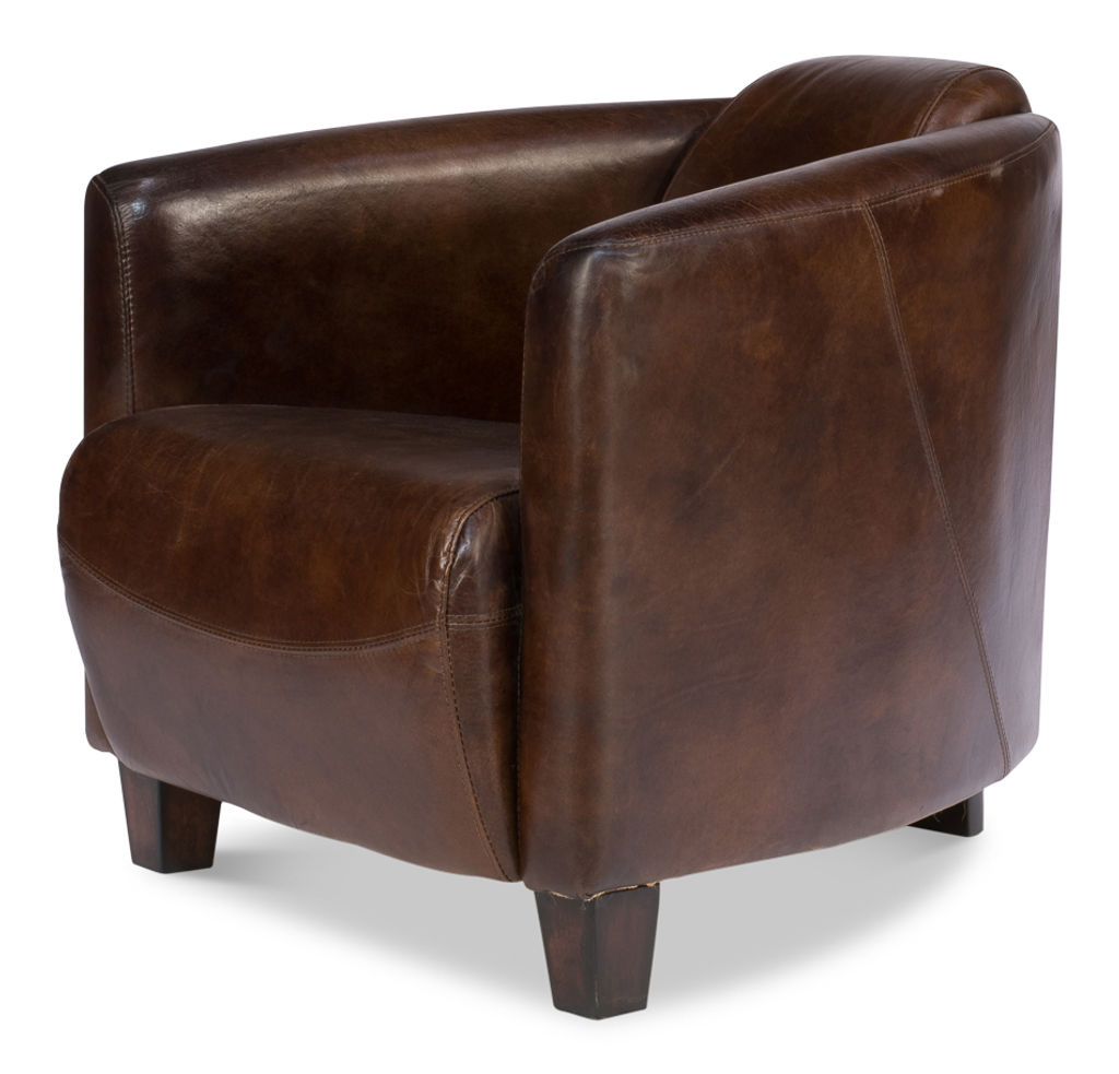 Sarreid Mandy Leather Arm Chair