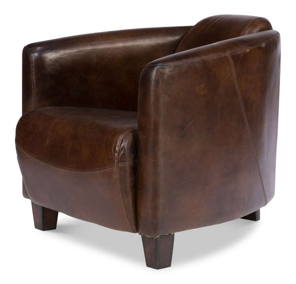 Sarreid Mandy Leather Arm Chair