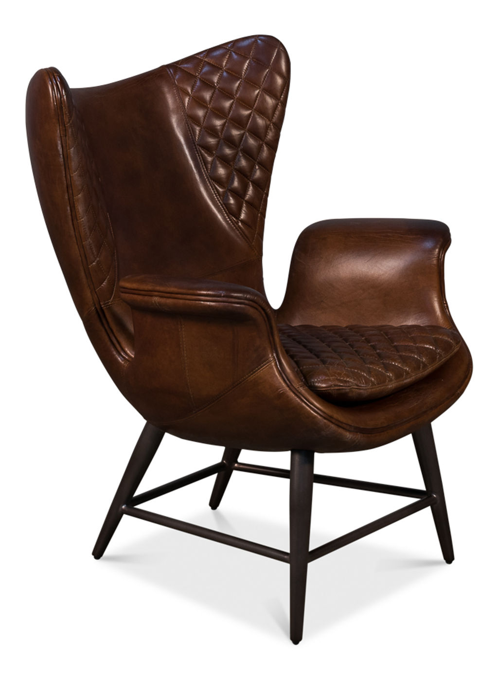 Quilted Vintage Cigar Brown Wing Chair