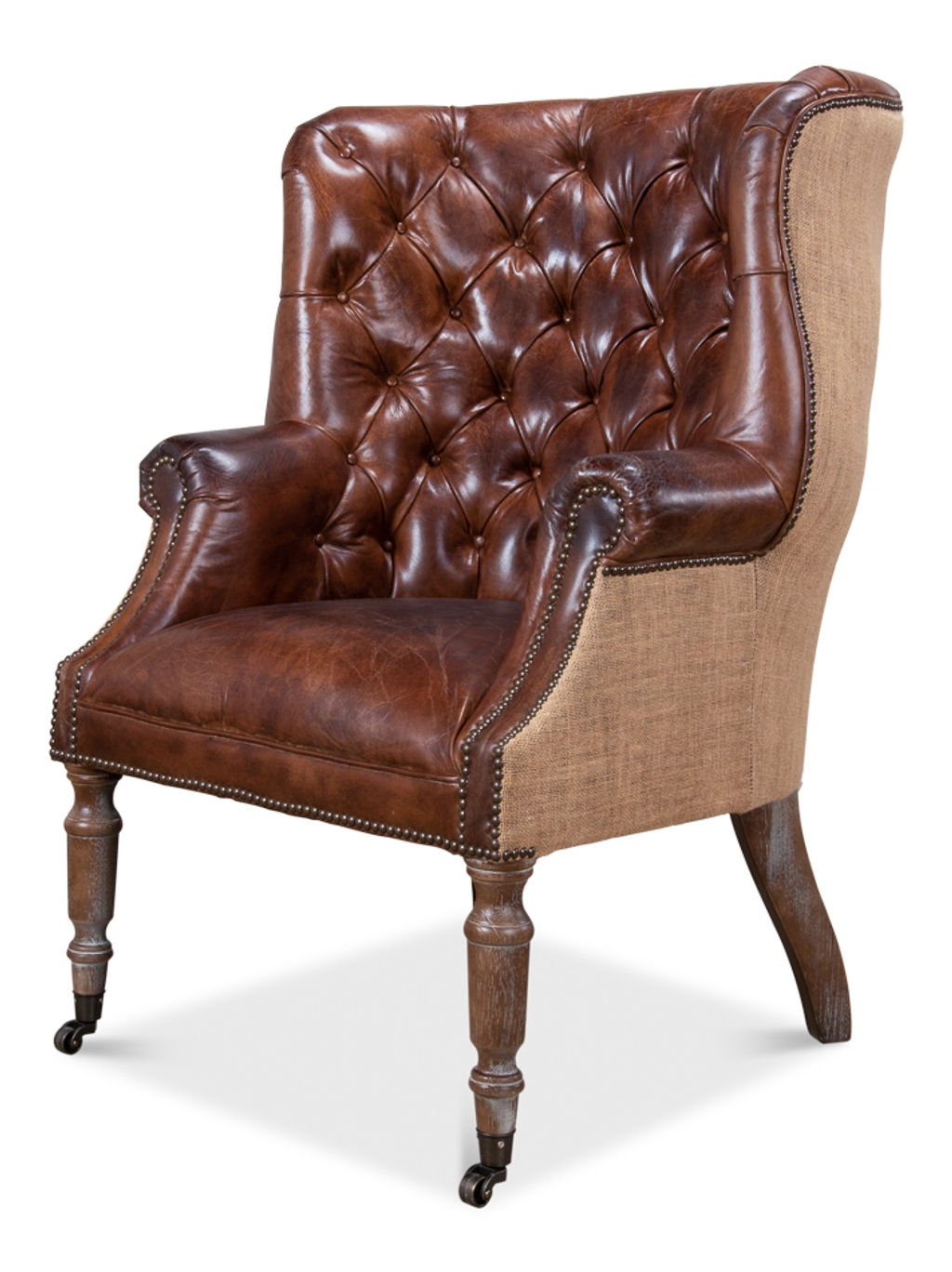 Sarreid Welsh Leather & Jute Chair