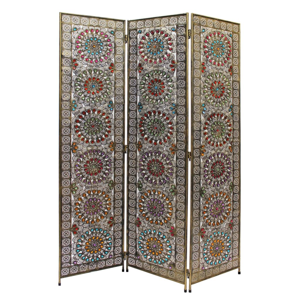 3 Panel Beaded Metal Mosaic Screen