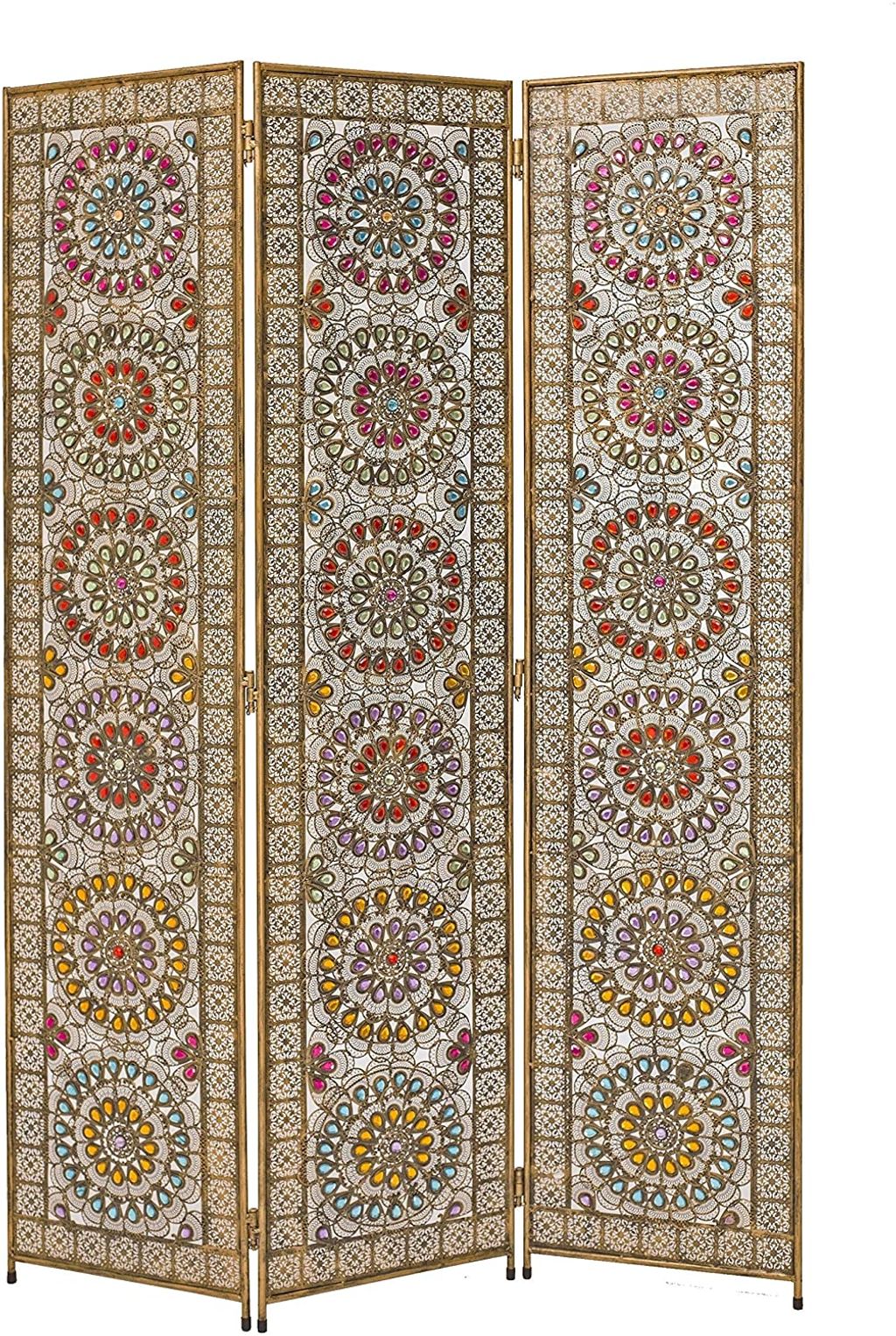 Preview image for 3 Panel Beaded Metal Mosaic Screen
