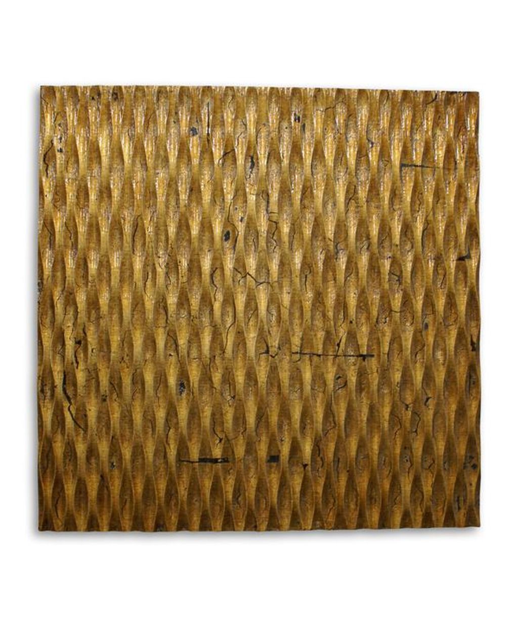 36" Gold Square Metallic Ridge Wall Art