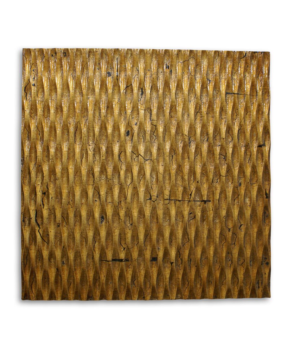 36" Gold Square Metallic Ridge Wall Art