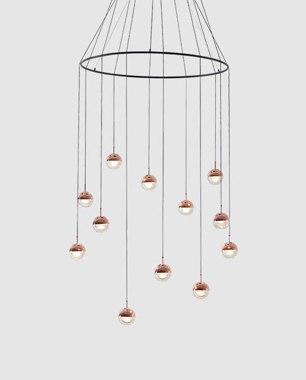 Dora Pendant 12 lights With Ring, Copper