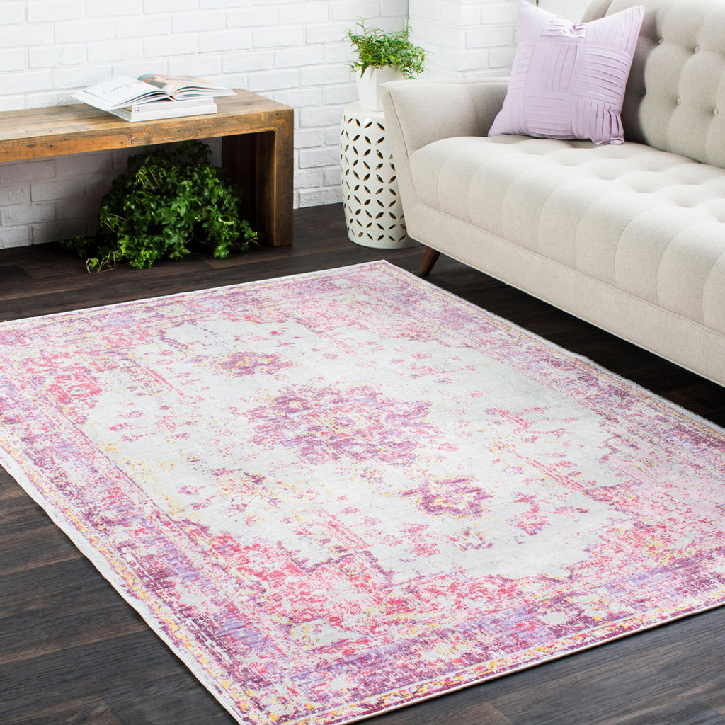 Antioch 9' X 12'10" Rug, Bright Pink