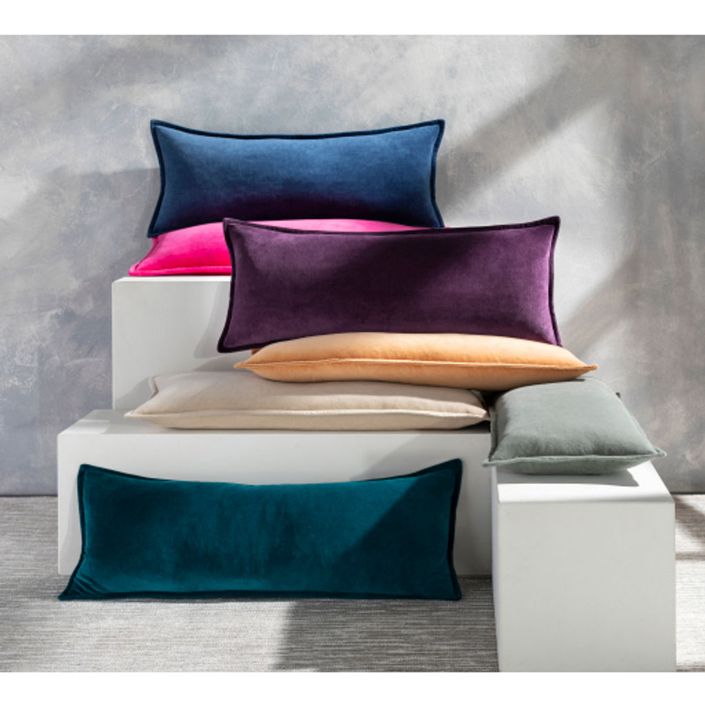 Cotton Velvet Lumbar Pillow With Down Insert