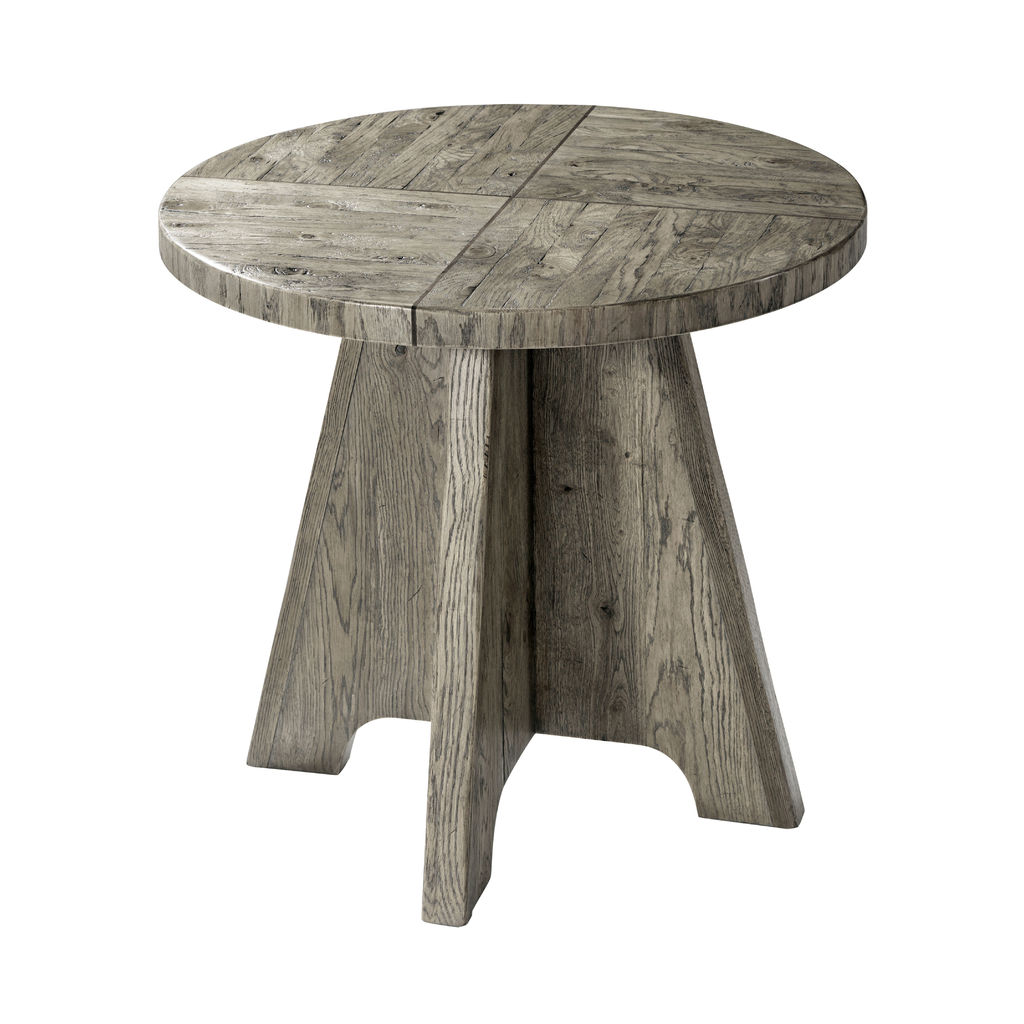 Washed Grey Echo Oak Side Table (28"D)