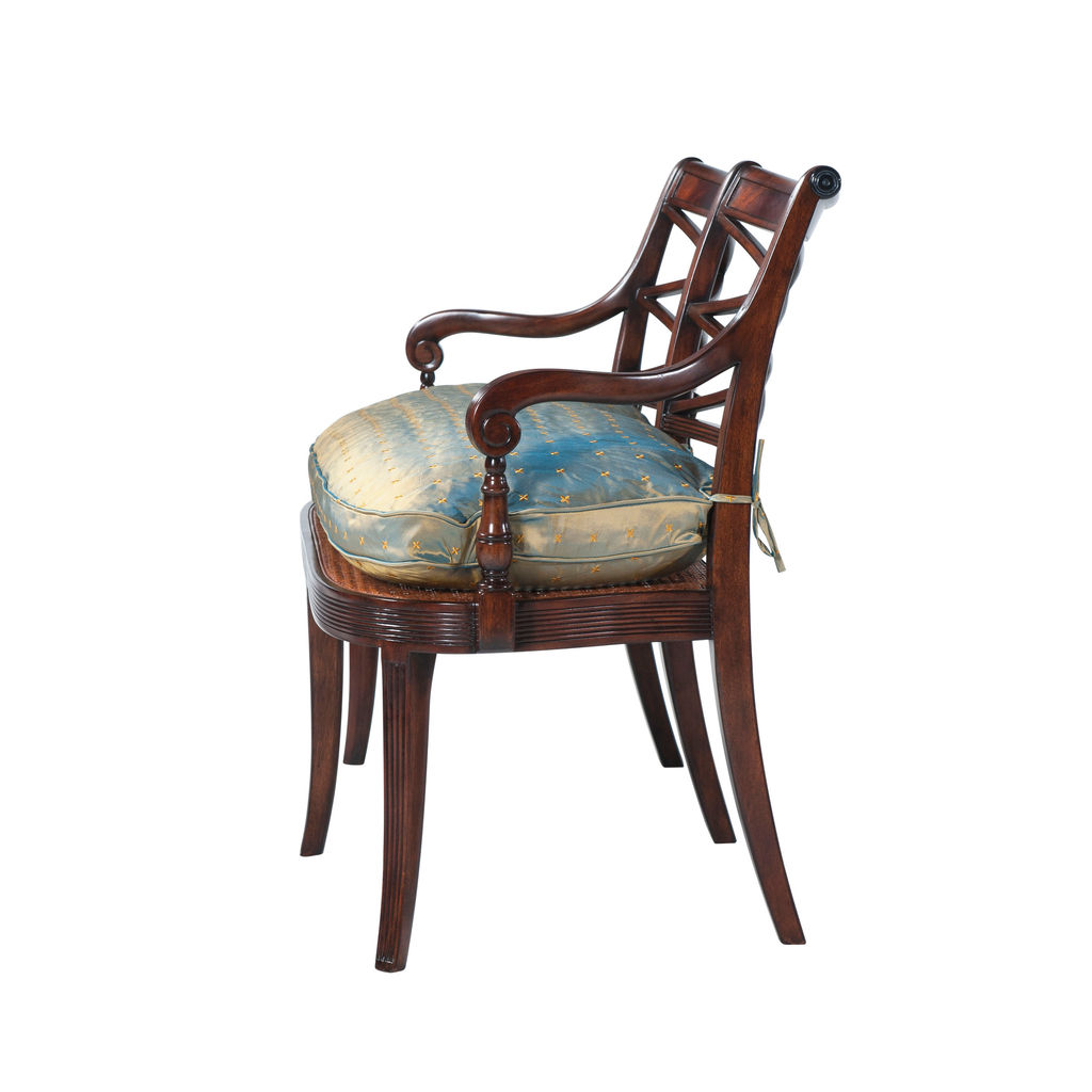 BENCH #1 | A-58 Caned Double Back Settee 49" (Silk Cushion)