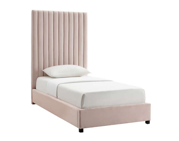 Arabelle Blush Velvet Bed In Twin