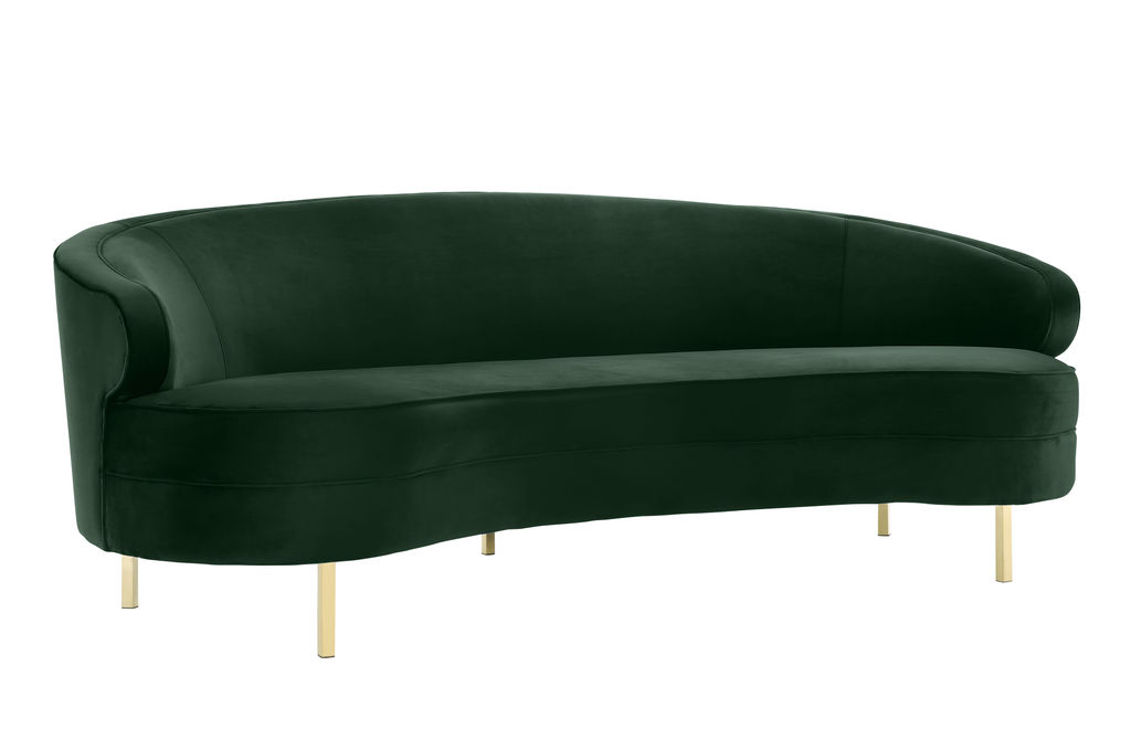 Preview image for Curved Back Green Velvet Sofa