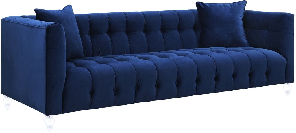 Blue Tufted Transparent Leg Sofa