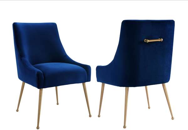 Beatrix Navy Velvet Side Chair