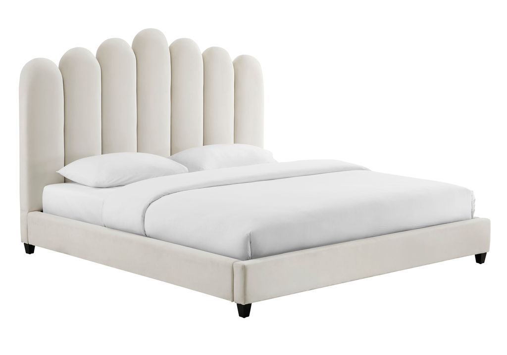 Celine Cream Velvet Bed In King