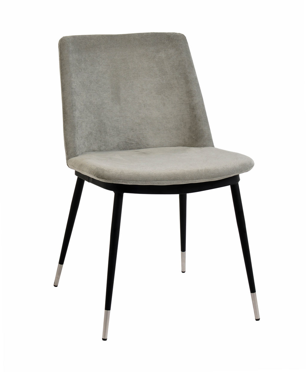 Evora Grey Velvet Chair - Silver Legs (Set Of 2)
