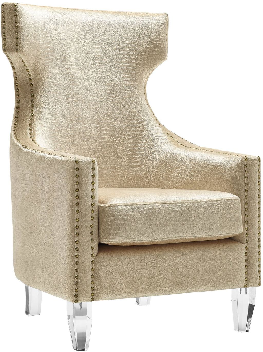 Preview image for Gramercy Gold Croc Velvet Wing Chair