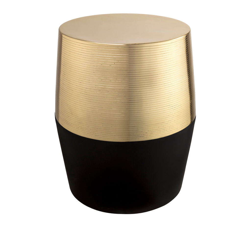 Stool/Side Table, Modern Elegance, Handmade, Brass & Black Finish, 15.8"H x 15.8"W x 18"D