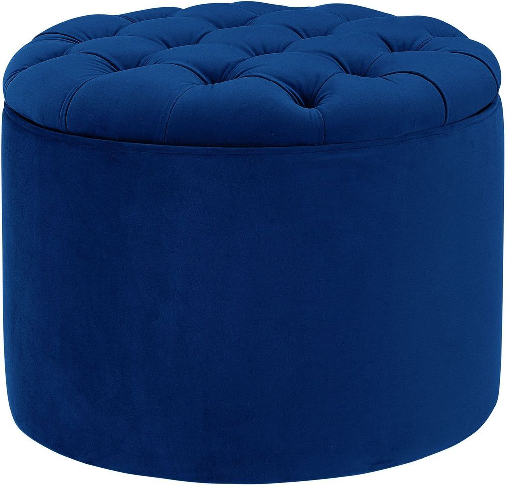 Queen Navy Velvet Storage Ottoman