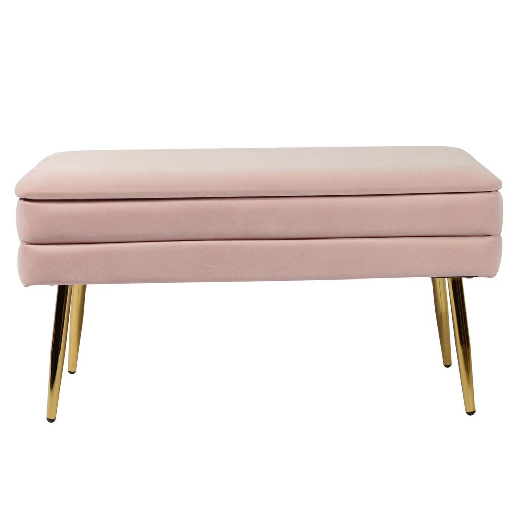 Preview image for Ziva Blush Velvet Storage Bench