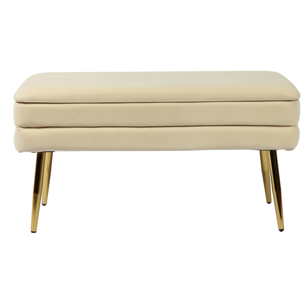 Preview image for Ziva Cream Velvet Storage Bench