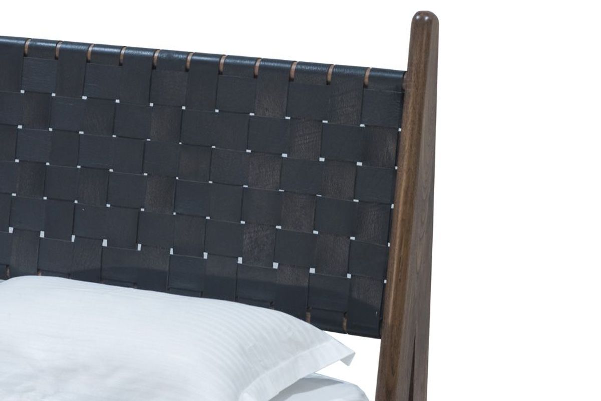 Cove Queen Bed - Black Leather