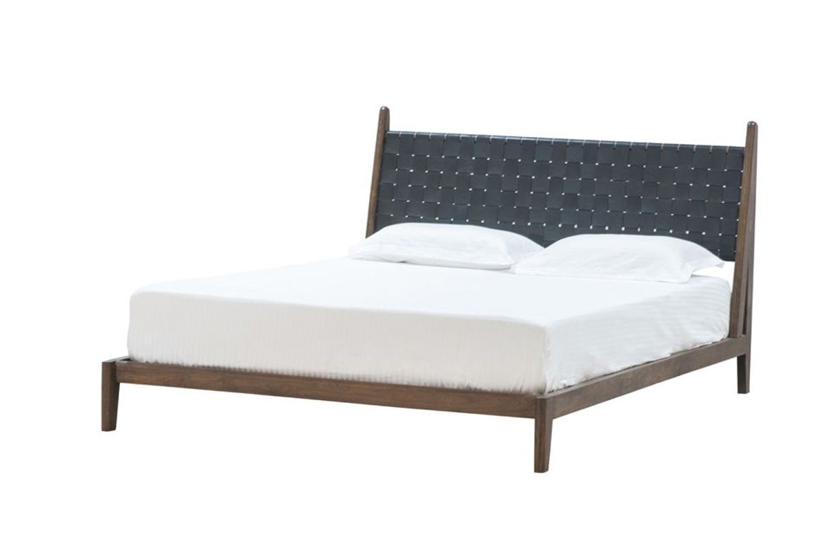 Cove Queen Bed - Black Leather