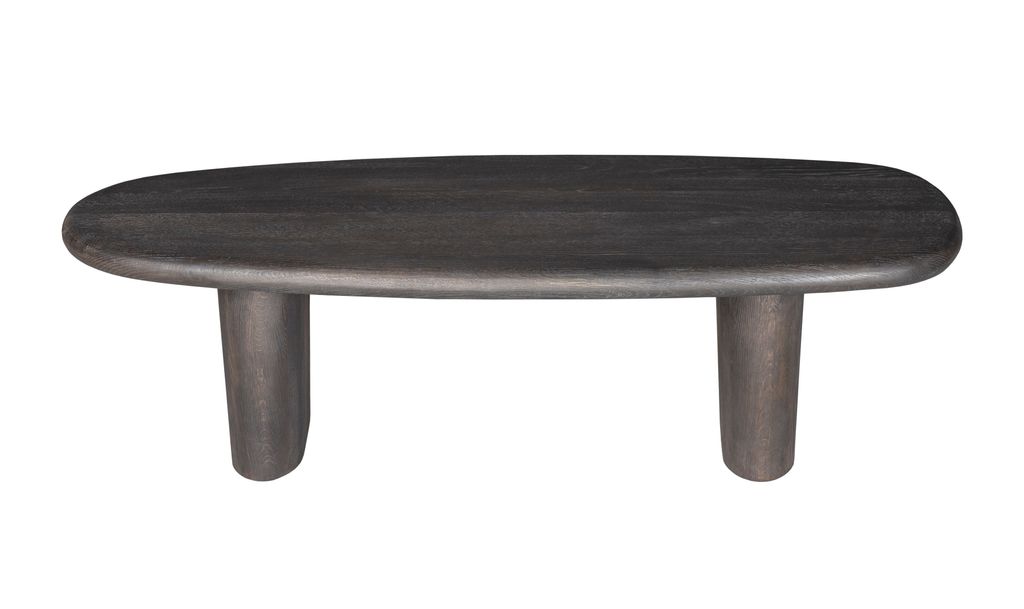 Preview image for Modern Organic Oval Coffee Table Oak Wood Charcoal Finish 54 inch