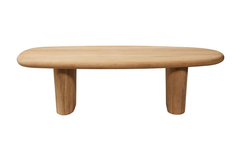Modern Organic Oval Coffee Table Oak Wood Natural Finish 54 inch