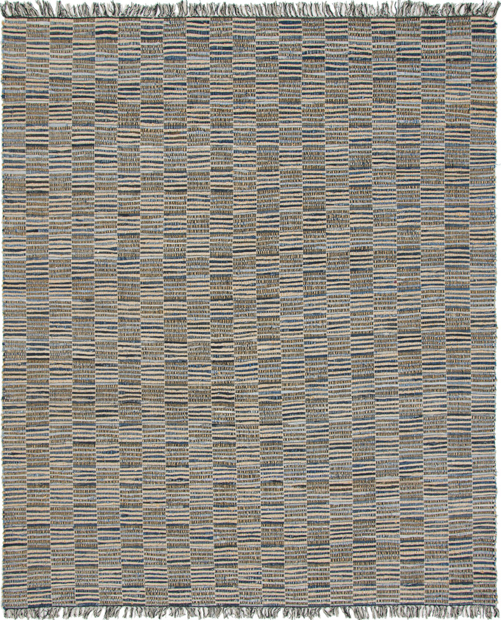 Preview image for Unique Loom Checkered Chindi Jute Rug, 9' 0 X 12' 0