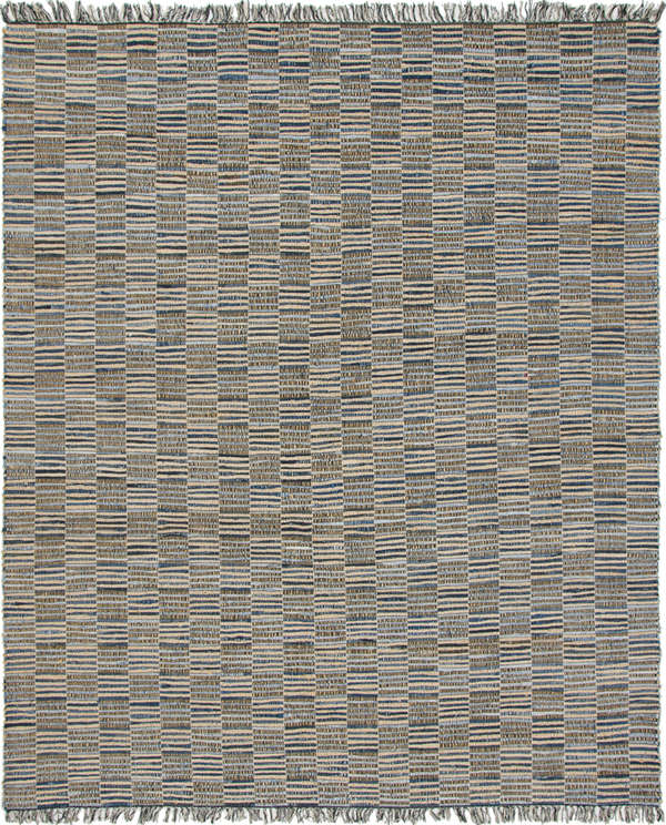 Unique Loom Checkered Chindi Jute Rug, 9' 0 X 12' 0