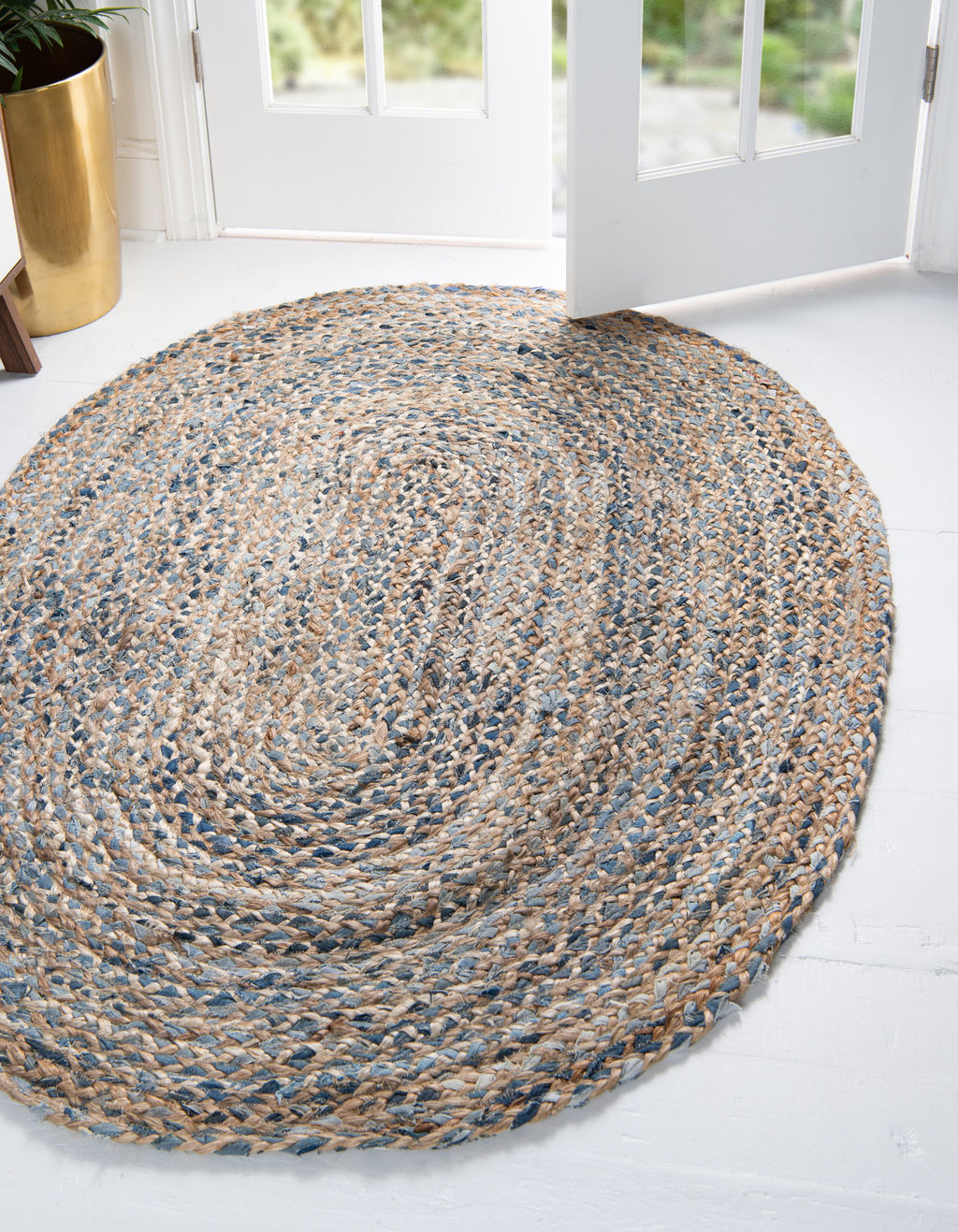 Unique Loom Crossed Braided Chindi Rug, 8' 0 X 10' 0