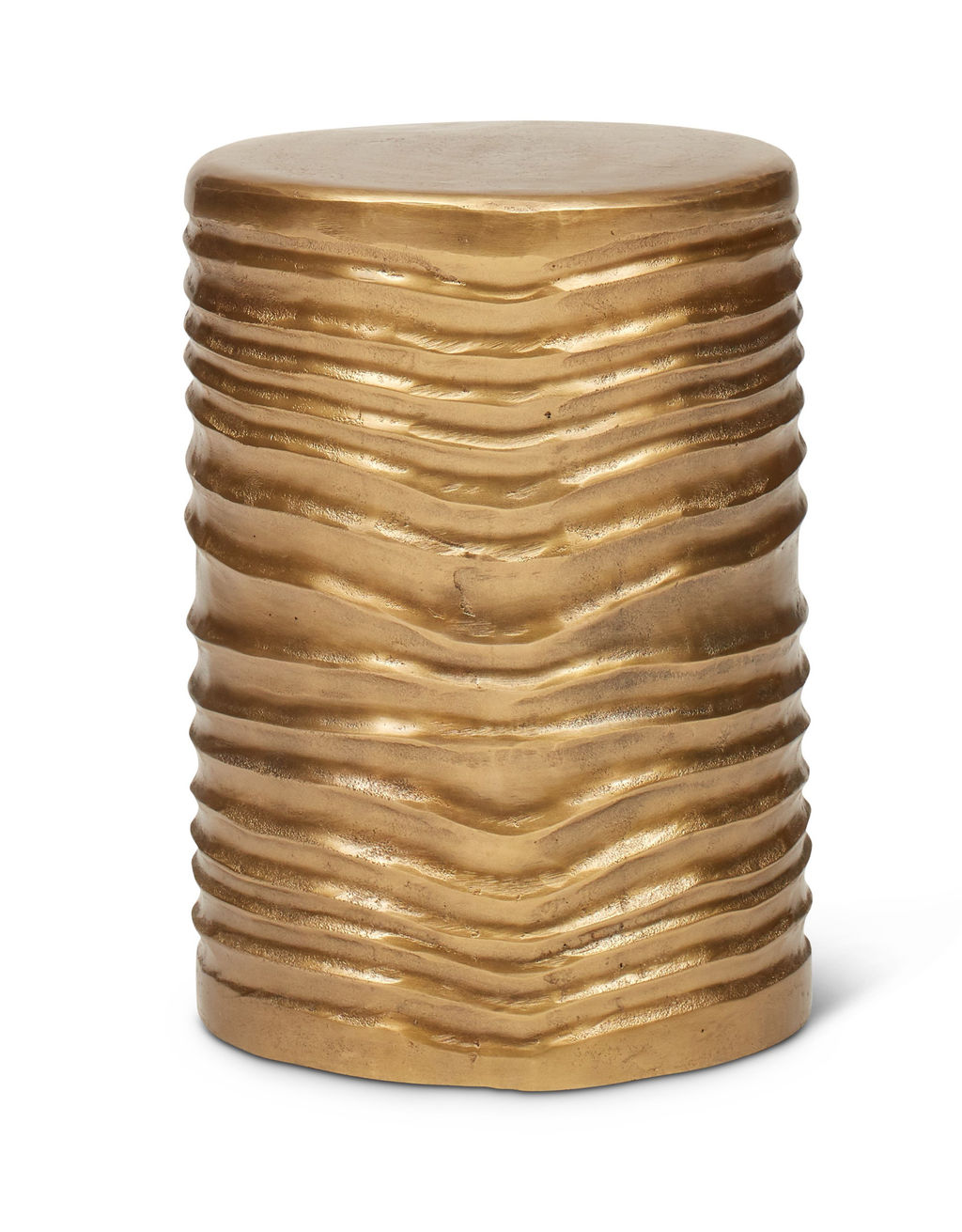 Stool, Modern Swirl Style in Antique Brass Finish,  2.5"W x 12.5"D