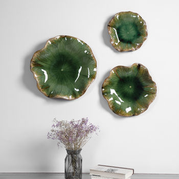 Green Ceramic Wall Decor - Set of 3