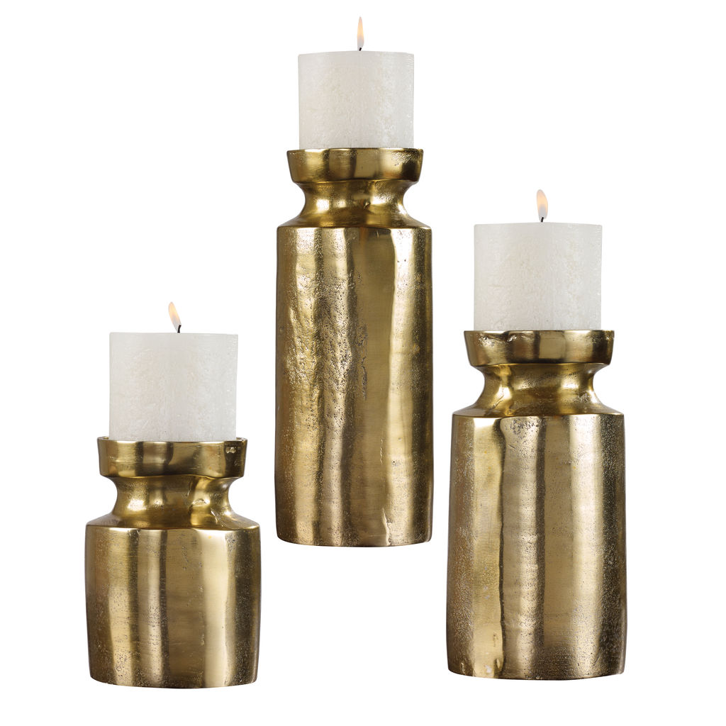 Preview image for Amina Antique Brass Candleholders Set/3