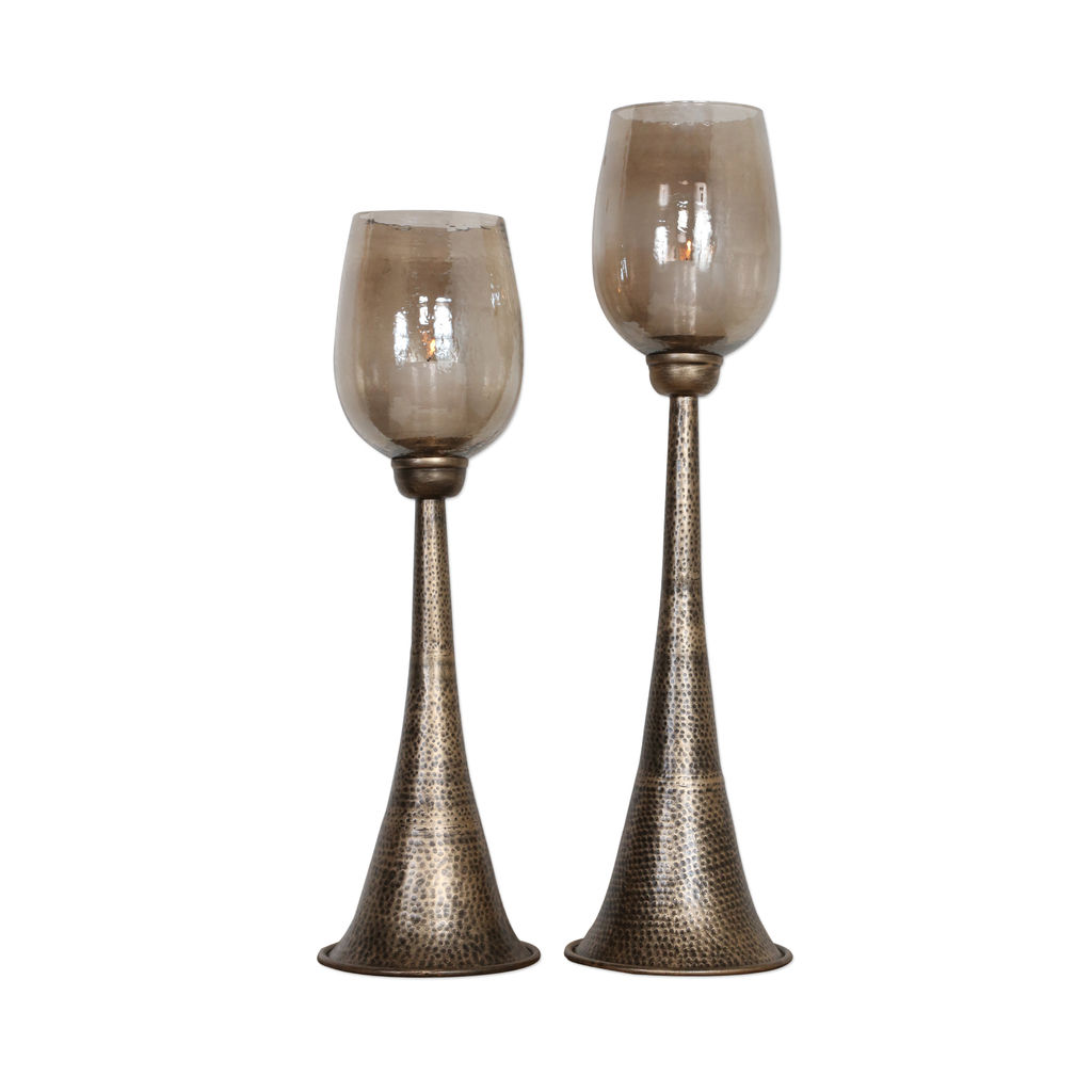 Preview image for Badal Antiqued Gold Candleholders Set/2