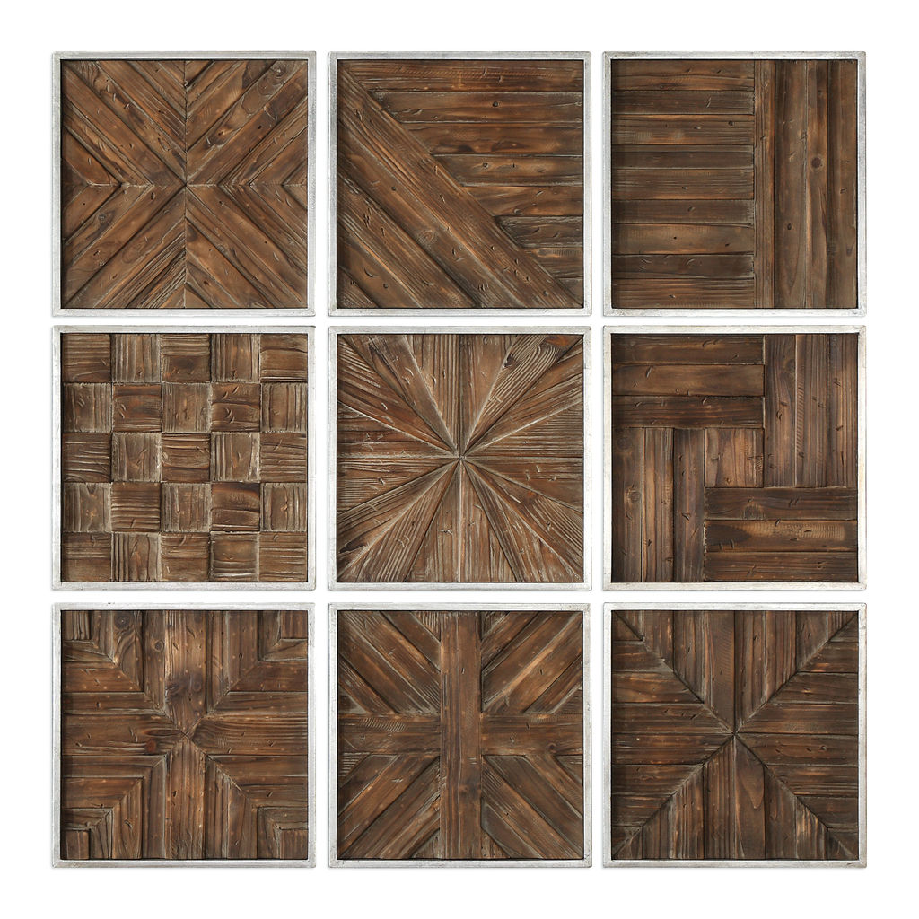 Preview image for Living Room Wooden Squares Artwork, Set of 9