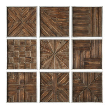Bryndle Rustic Wooden Squares S/9
