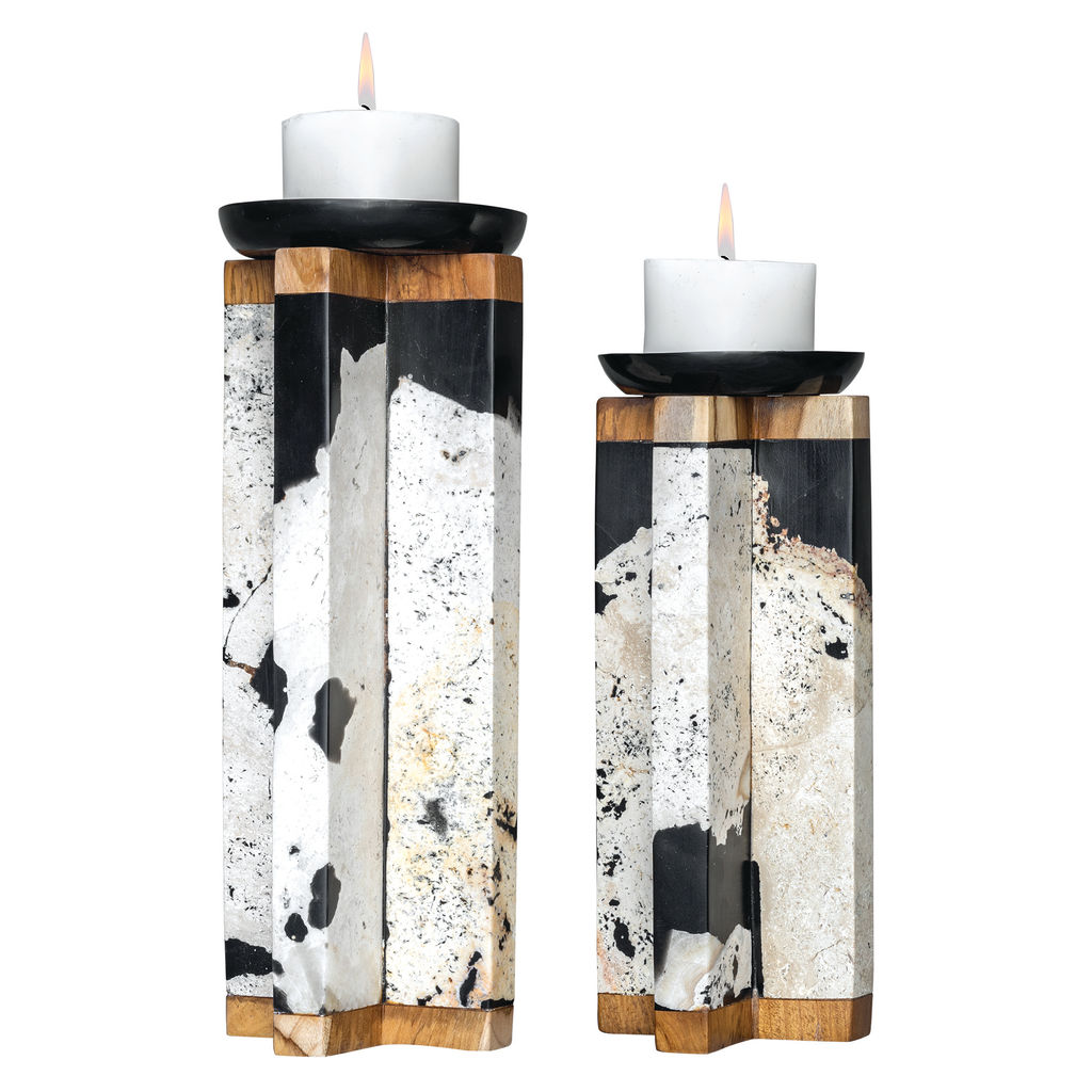Preview image for Illini Stone Candleholders, S/2