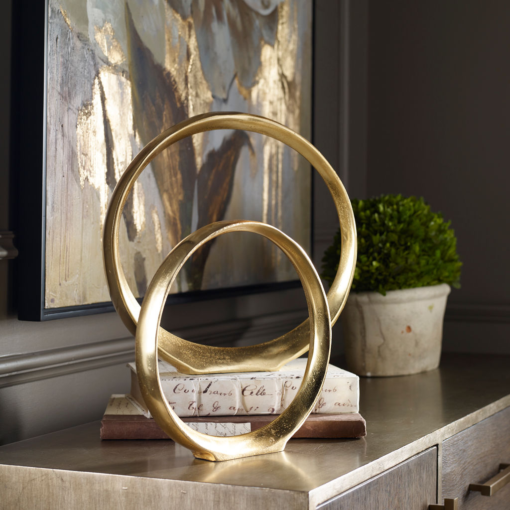 Gold Circle Sculptures Decorative Accessory (Set of 2)