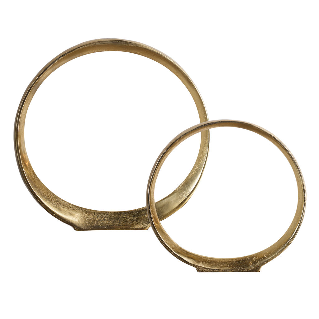Gold Circle Sculptures Decorative Accessory (Set of 2)