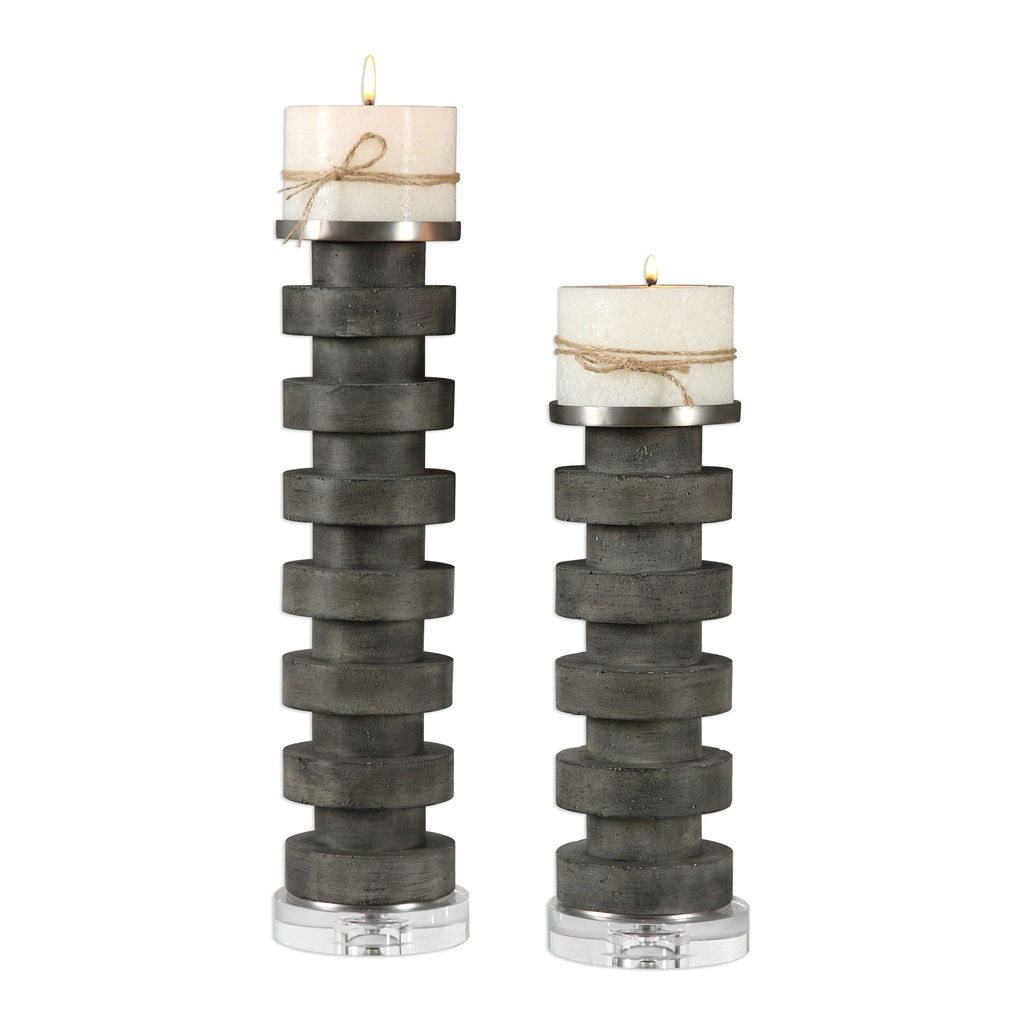 Preview image for Karun Concrete Candleholders S/2
