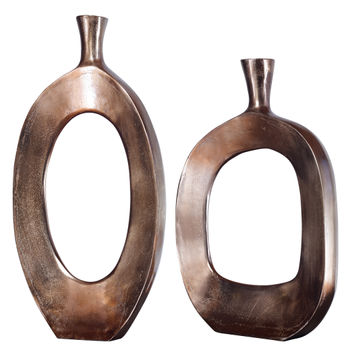Kyler Textured Bronze Vases Set/2