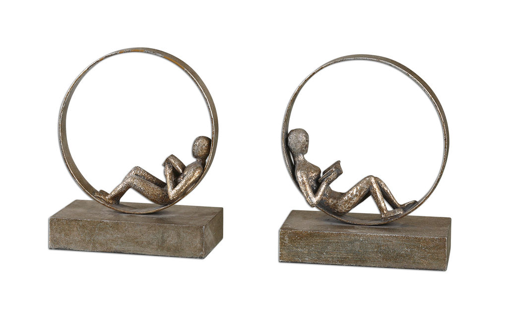 Preview image for Lounging Reader Antique Bookends Set/2