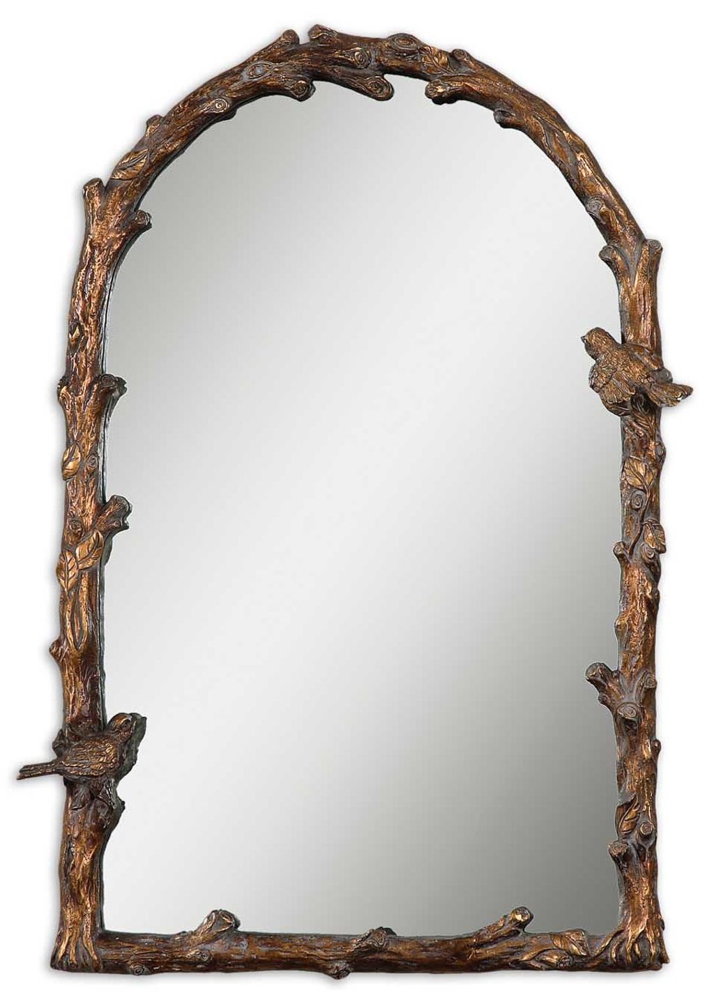 Preview image for Antique Gold Birds & Vines Arched Mirror