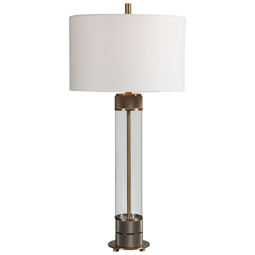 White Glass Bronze Table Lamp