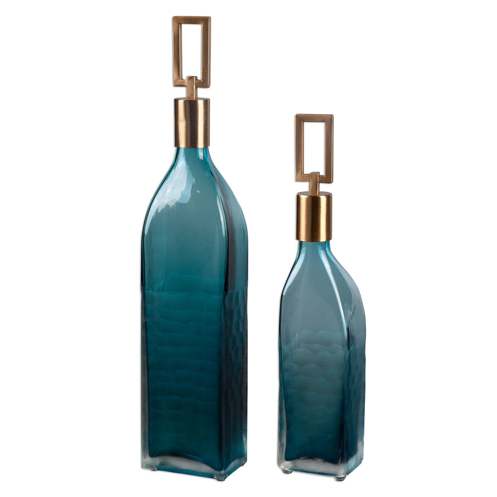 Preview image for Uttermost Annabella Teal Glass Bottles, S/2